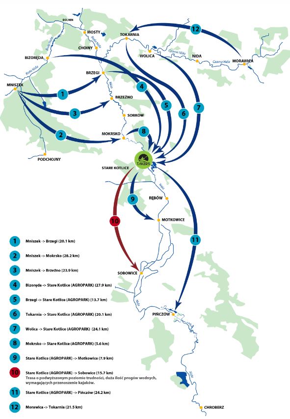 mapka spływów kajakowych